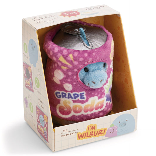 MyMochi 8cm Wilbur Manatee Soft Toy Set with Grapes & Soda Can Costume