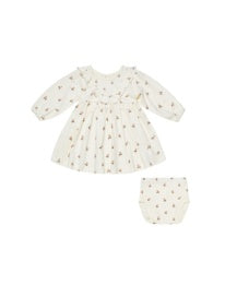 Long Sleeve Ruffle V Dress | Rose Fleur