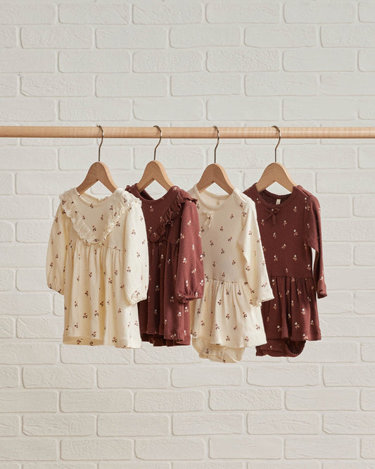 Long Sleeve Ruffle V Dress | Rose Fleur