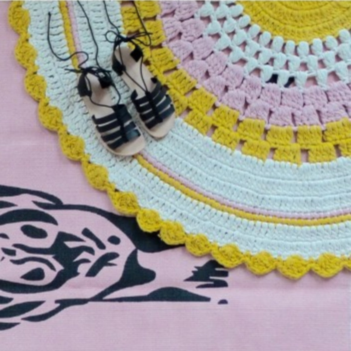 Embroidery Collection | Round Gipsy Cotton Rug