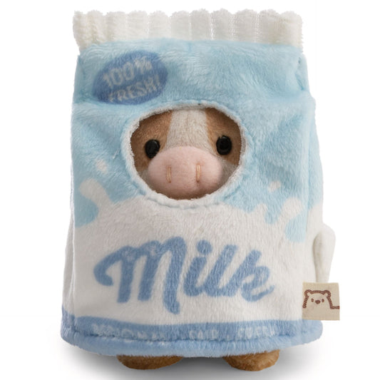 MyMochi 8cm Moono Cow Soft Toy Set with Glass of Milk & Milk Carton Costume