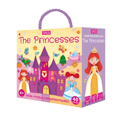 The Princesses Puzzle & Book Activity Set for Kids with Shaped Figures | English Edition
