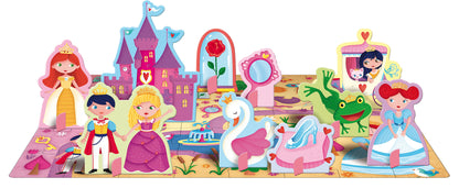 The Princesses Puzzle & Book Activity Set for Kids with Shaped Figures | English Edition