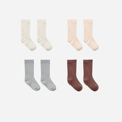Socks, Set Of 4  |  Ivory, Shell, Dusty Blue, Plum
