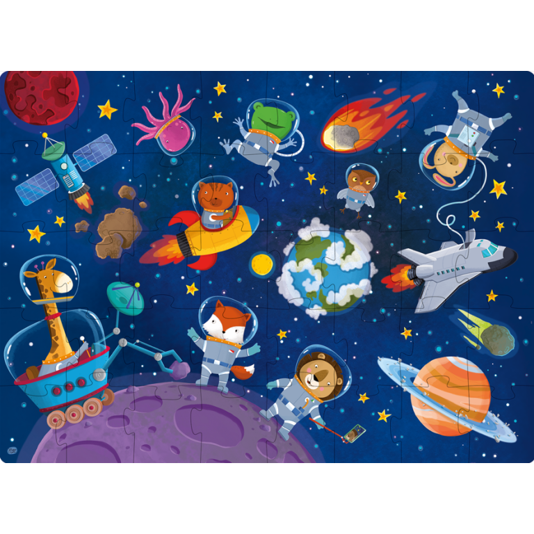 Space Puzzle & Book Activity Set for Kids with Shaped Figures | English Edition