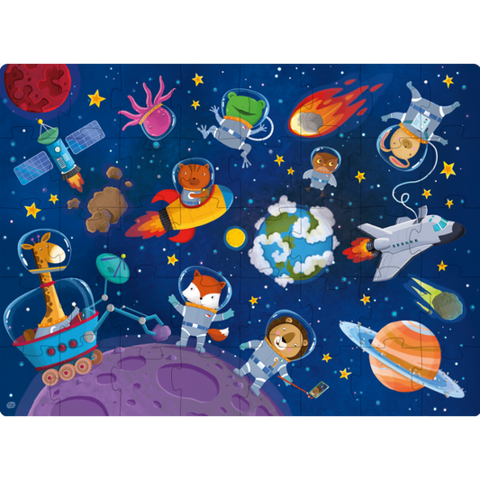 Space Puzzle & Book Activity Set for Kids with Shaped Figures | English Edition