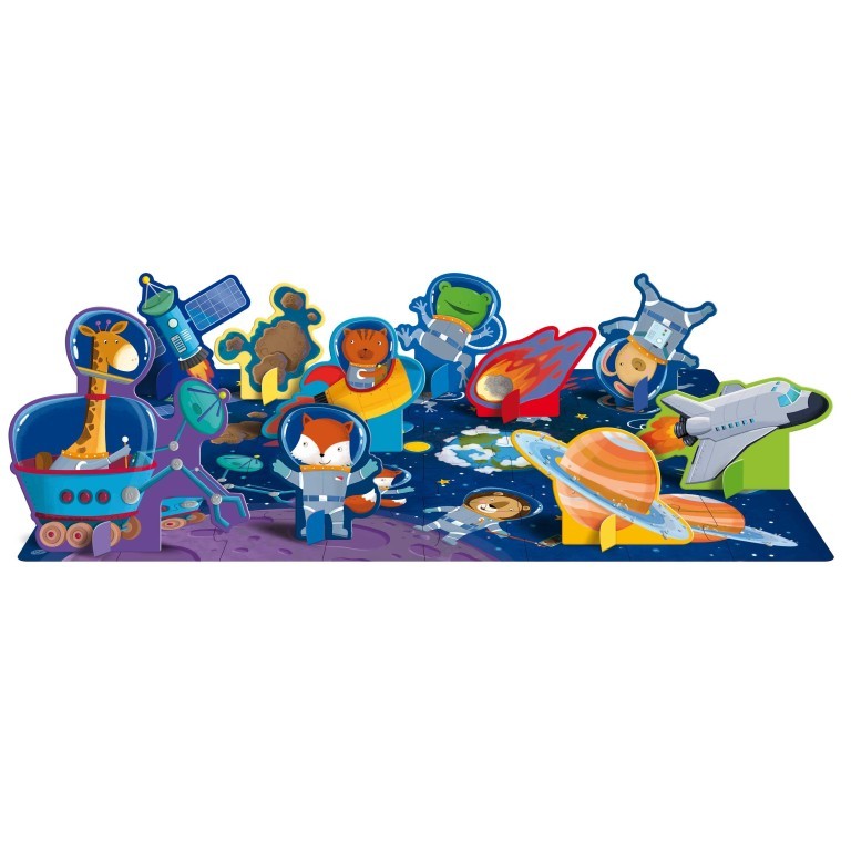 Space Puzzle & Book Activity Set for Kids with Shaped Figures | English Edition
