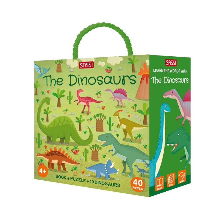 The Dinosaurs Puzzle & Book Activity Set for Kids with Shaped Figures | English Edition