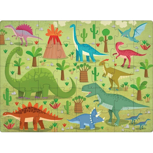 The Dinosaurs Puzzle & Book Activity Set for Kids with Shaped Figures | English Edition