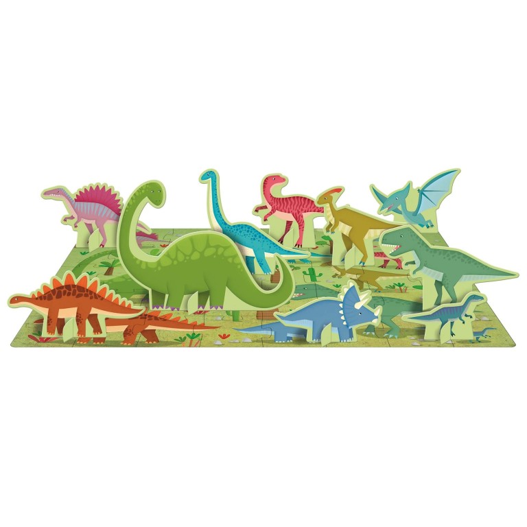 The Dinosaurs Puzzle & Book Activity Set for Kids with Shaped Figures | English Edition