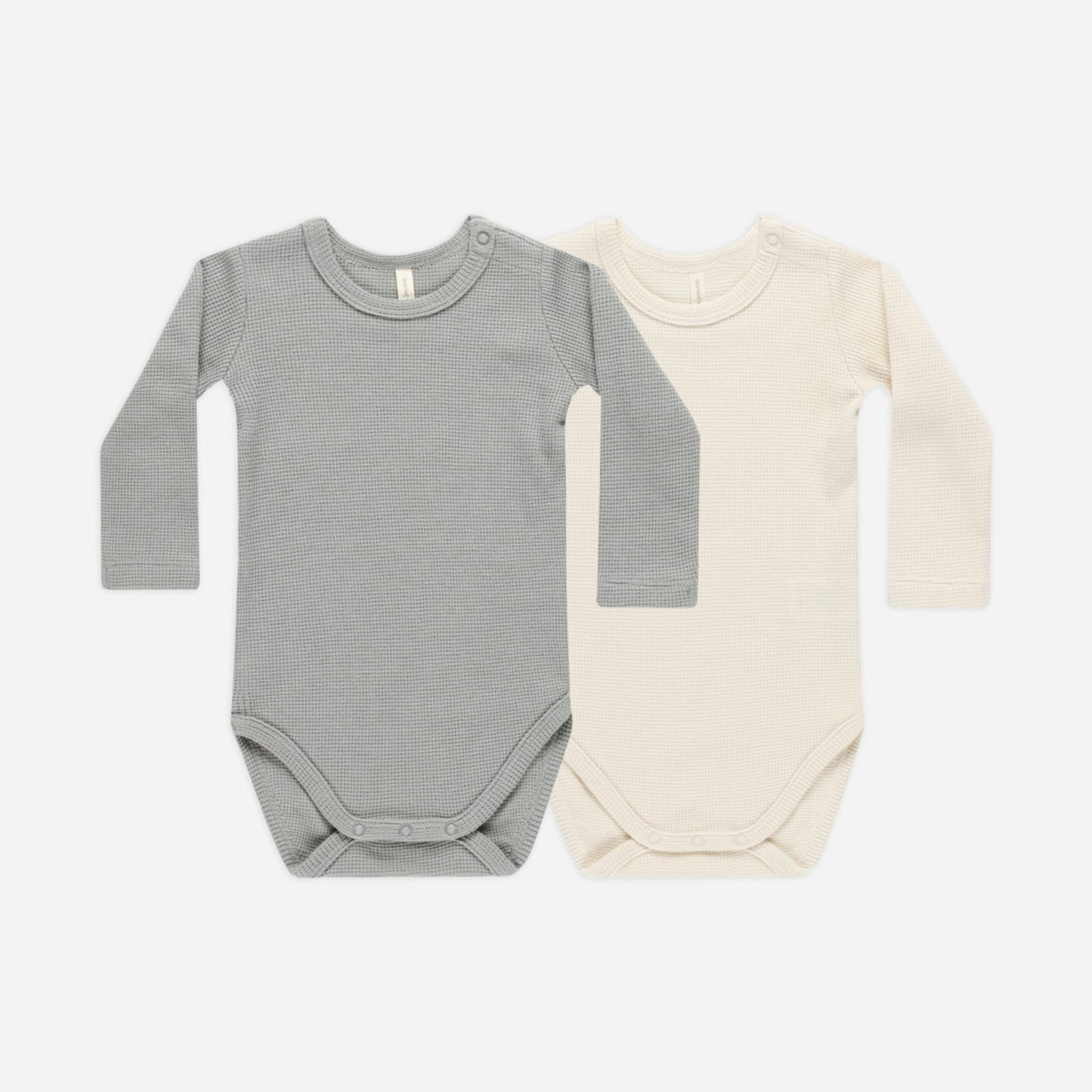 Waffle Bodysuit, 2 Pack | Natural, Dusty Blue